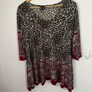 Valentina Black and White Tunic with Asymmetrical Hem